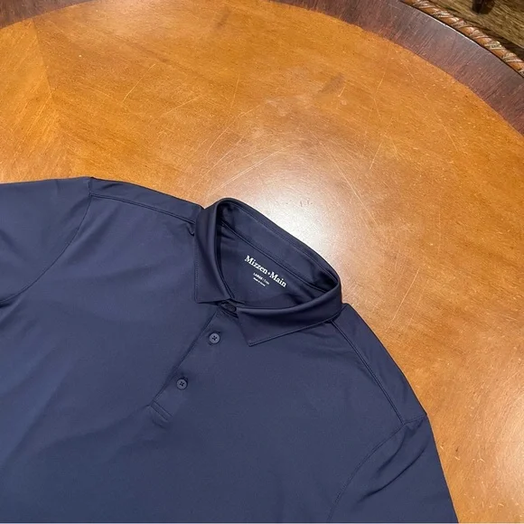 Mizzen + Main Men’s Versa Short-Sleeve Performance Polo Navy Large Trim Golf - Picture 7 of 16